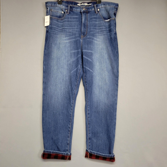 Eddie Bauer Jeans Mens 40x30 Straight Fit Fleece Lined Warm Denim Flex Pants - Picture 1 of 16